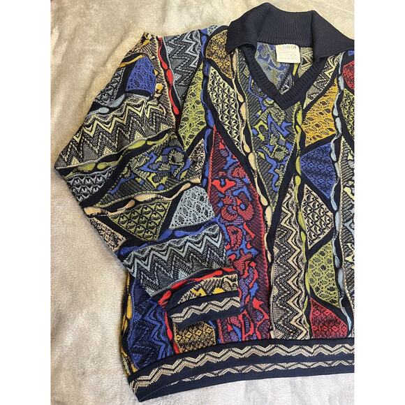 Coogi Australia Collared Sweater Size Large Multicolor 3D Knit Pullover 74095 - Picture 3 of 16